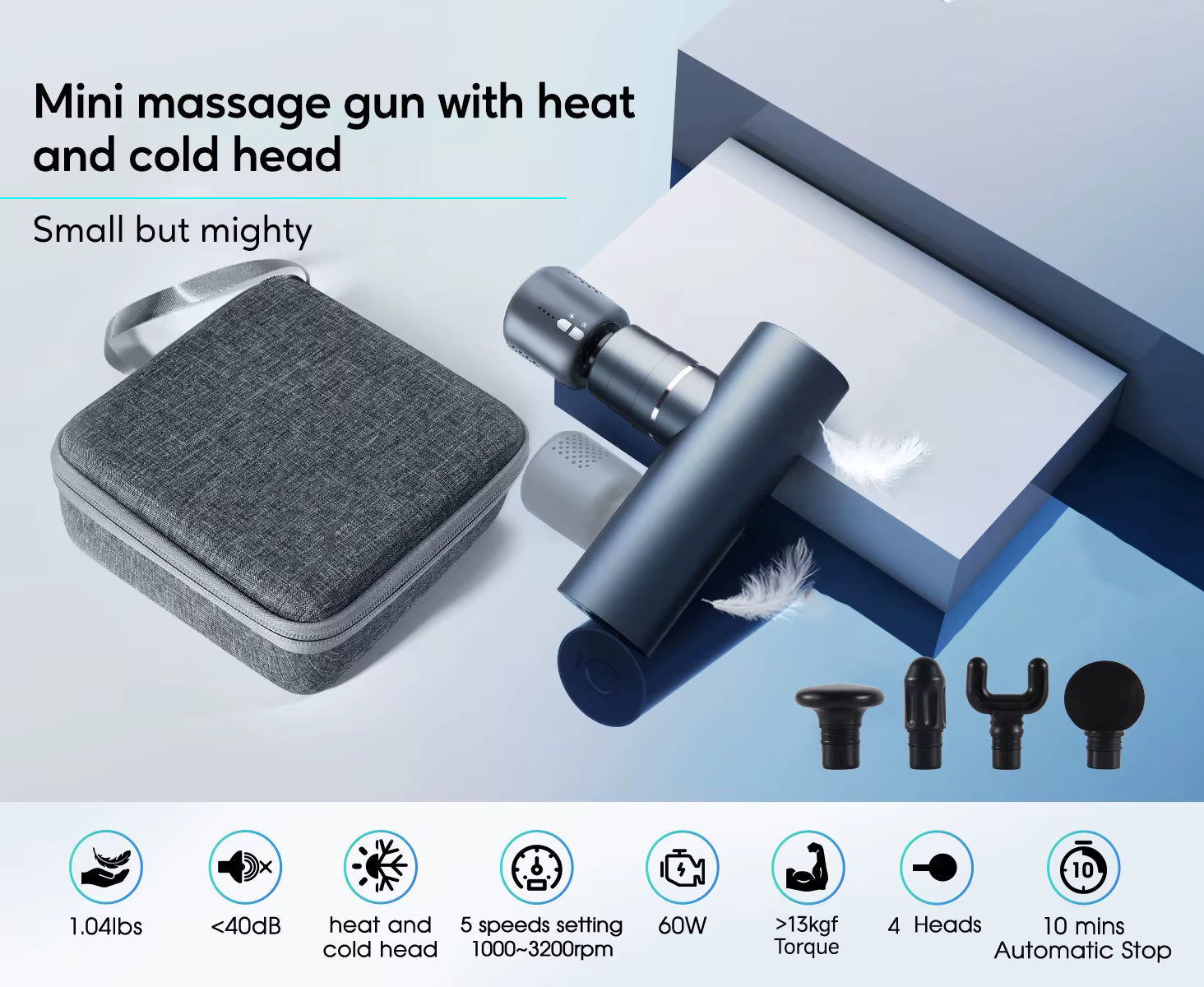 Portable Muscle Massage Gun with Removable Heating & Cooling Massaging Head